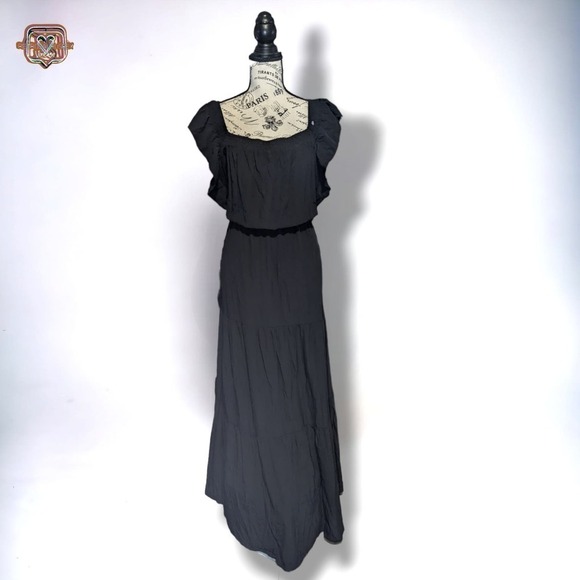 Pretty Garden Boho Black Off the Shoulder Maxi Dress, XL - Picture 6 of 8